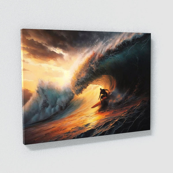 Surf Surfer Wave Sun Sunset 2 Canvas Wall Art Print Decor Artwork
