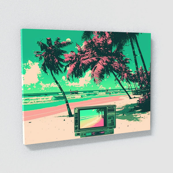 Vaporwave Beach Photo 79 Canvas Wall Art Print Decor Artwork