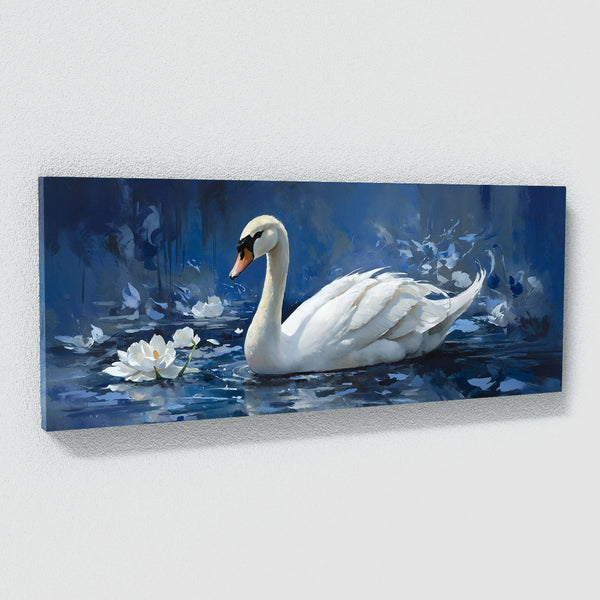 Swan Elegant Blue Harmony 19 Canvas Wall Art Print Decor Artwork