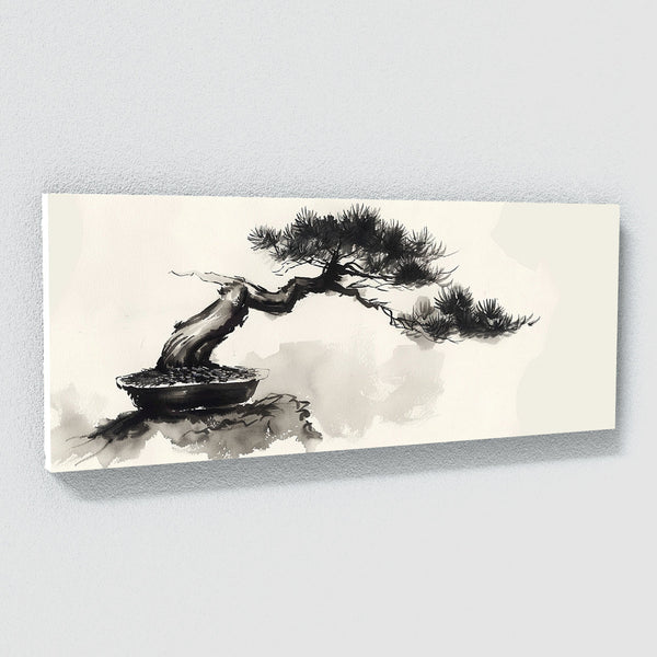 japanese bonsai tree drawing Bonsai Tree Bonsai Contrast 17 Canvas Wall Art Print Decor Artwork Picture  Painting Poster – Sense Canvas