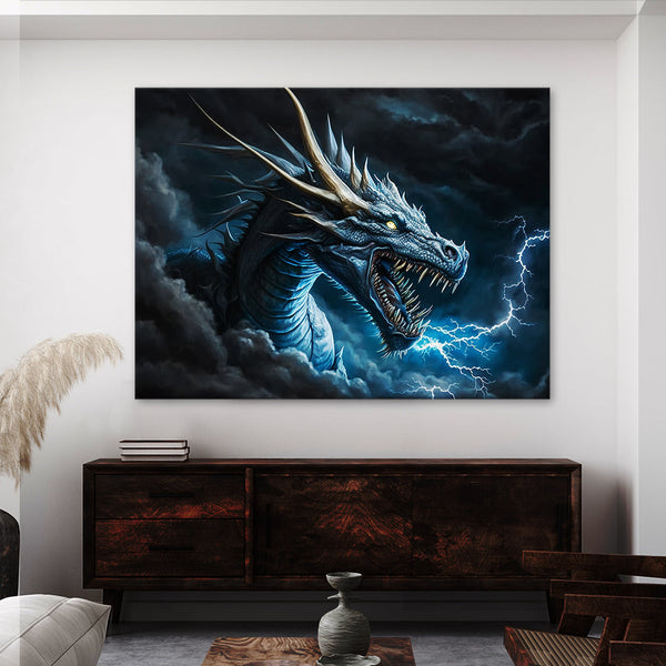 Dragon Art Dragon Flames Sky 23 Canvas Wall Art Print Decor