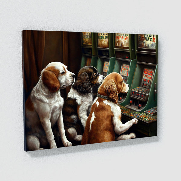 Dogs Playing Slot Machine 23 Canvas Wall Art Print Decor Artwork
