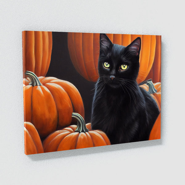 Black Cat Pumpkin 3 Canvas Wall Art Print Decor Artwork Picture