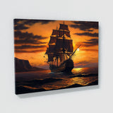 Ship Sailing Sunset Warm 48