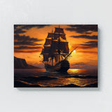 Ship Sailing Sunset Warm 48