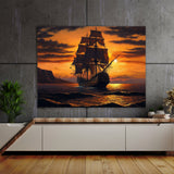 Ship Sailing Sunset Warm 48