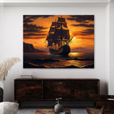 Ship Sailing Sunset Warm 48