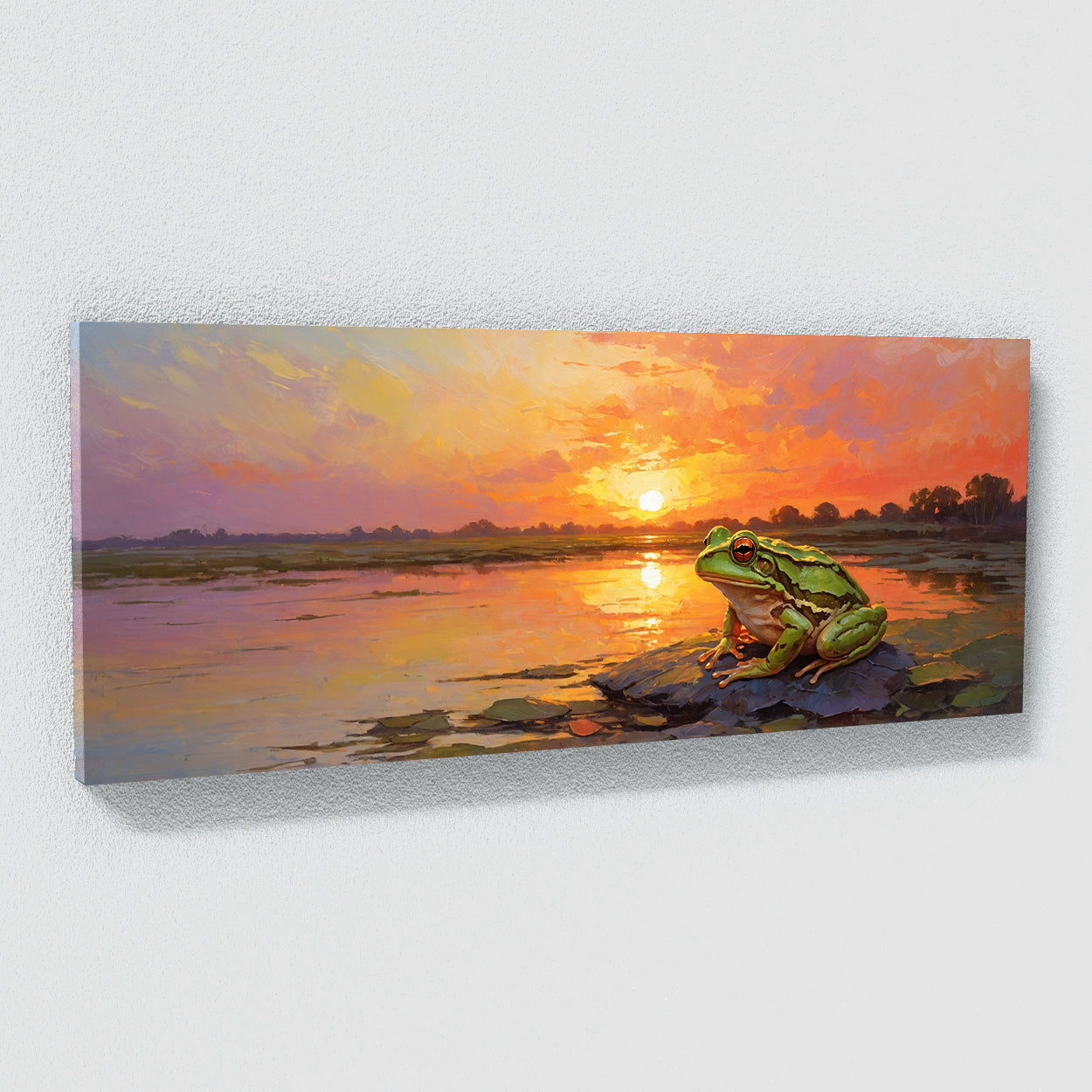 Frog Glowing Sunset Symphony 56 Canvas Wall Art Print Decor
