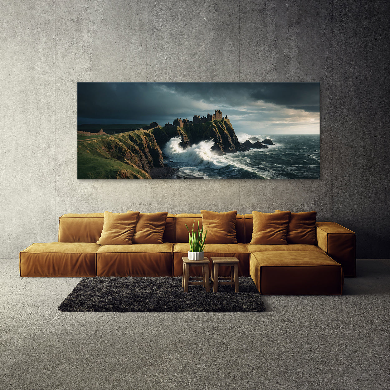 Scotland Stormy Cliff Waves 70 Canvas Wall Art Print Decor Artwork