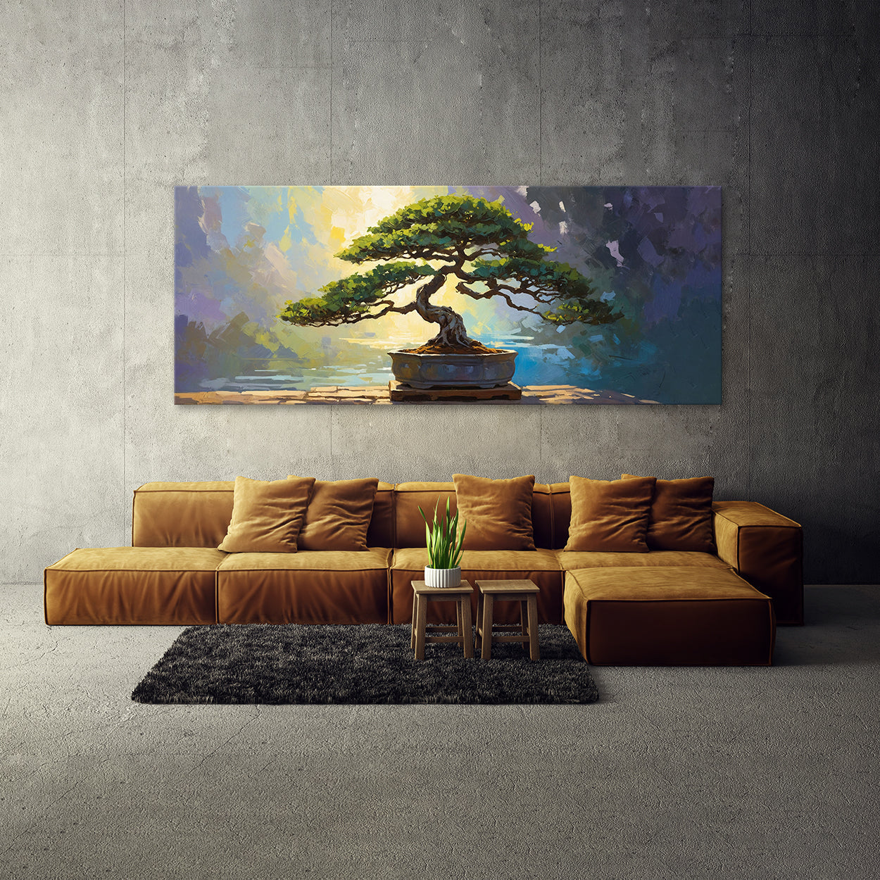 glowing bonsai tree Bonsai Tree Dappled Bonsai Glow 65 Canvas Wall Art Print Decor Artwork Picture Painting Poster – Sense Canvas