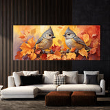 Titmouse Glowing Autumn Leaves 36