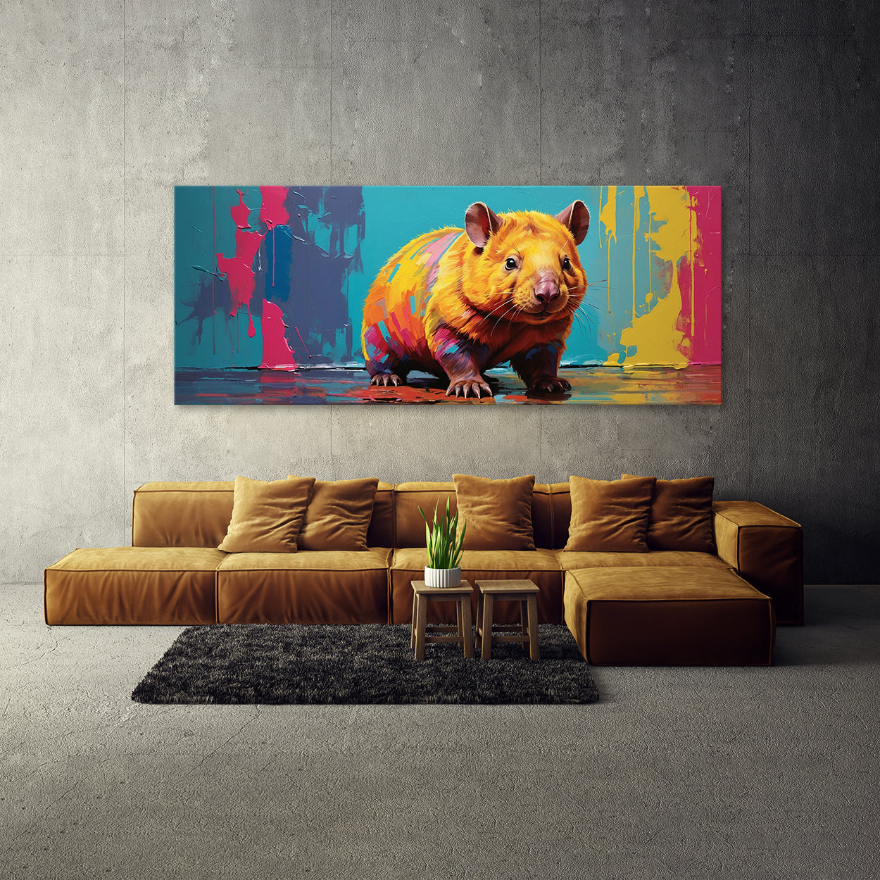 Wombat Vibrant Pop 86 Canvas Wall Art Print Decor Artwork Picture