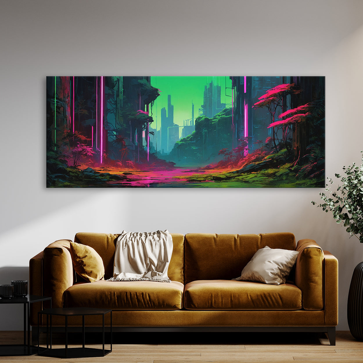 Landscape Cyberpunk Forest 84 Canvas Wall Art Print Decor Artwork