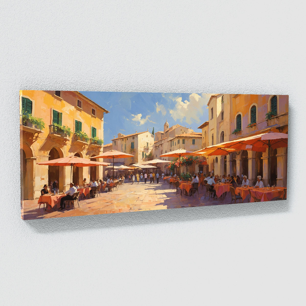 Italy Vibrant Italian Piazza 42 Canvas Wall Art Print Decor