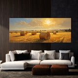 Farm Sunlit Haystacks 62