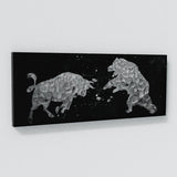 Bull vs Bear Silver Wall Art
