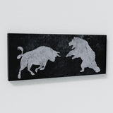 Bull vs Bear Concrete Black & White Wall Art