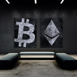 Bitcoin & Ethereum Concrete Wall Art