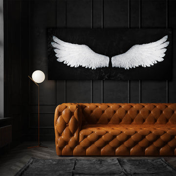 Gold Angel Wings Canvas Art - Modern Lucifer Paradise Religion Heaven Home  Decor Print Poster Painting Large 40x16 / 0.75 | Sense Canvas
