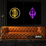 Bitcoin & Ethereum Neon Wall Art