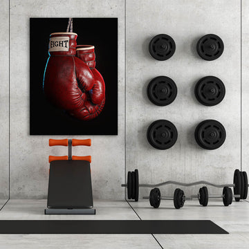 Vintage Boxing Gloves Canvas Wall Art – Giclée Print, Multiple Sizes, Framed & Ready To Hang (Made In UK)