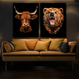 Bull & Bear Heads Wall Art