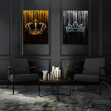 King & Queen Crown Gold Silver Wall Art