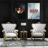 King & Queen Crown Marble Wall Art