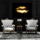 Lips Gold Drip Wall Art