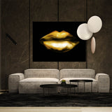 Lips Gold Drip Wall Art