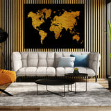 World Map Gold Wall Art