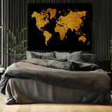 World Map Gold Wall Art