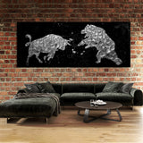 Bull vs Bear Silver Wall Art