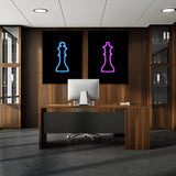 Chess King Queen Neon Wall Art