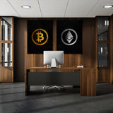 Bitcoin & Ethereum Gold Silver Wall Art