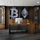 Bitcoin & Ethereum Concrete Wall Art