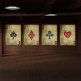 4 Set Ace Cards Wall Art