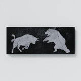 Bull vs Bear Concrete Black & White Wall Art