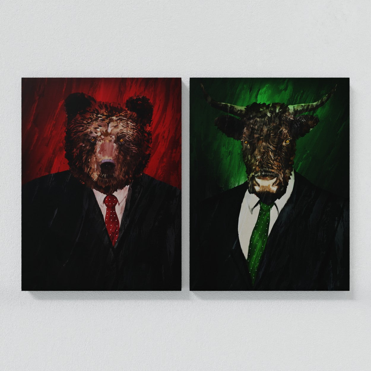 Bull Market Bear Suit Canvas Wall Art Print Decor Artwork Picture Painting Poster Financial Office Desk Motivation Money Stock Market Entrepreneur Bear Market Trader Inspirational Cash Investor Gift – Sense Canvas