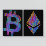 Bitcoin & Ethereum Concrete Abstract Wall Art