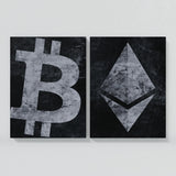 Bitcoin & Ethereum Concrete Wall Art