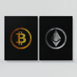 Bitcoin & Ethereum Gold Silver Wall Art