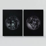 Bitcoin & Ethereum Moon Wall Art