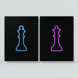 Chess King Queen Neon Wall Art