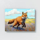 Fox Red Running Field Flowers 38 Wall Art