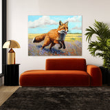 Fox Red Running Field Flowers 38 Wall Art