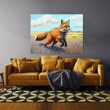Fox Red Running Field Flowers 38 Wall Art
