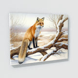 Fox Winter Tree Watercolor 27 Wall Art