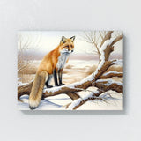 Fox Winter Tree Watercolor 27 Wall Art
