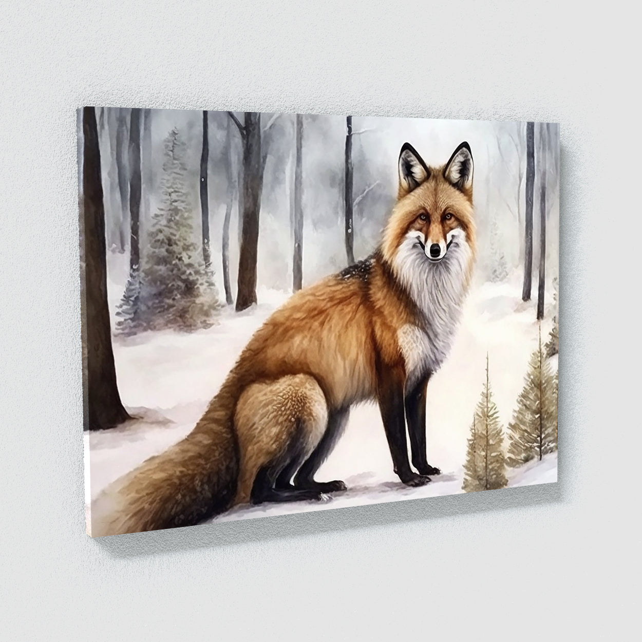 Fox Winter Watercolor 6 Wall Art